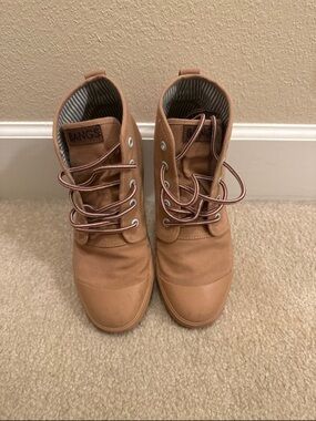 BANGS Tan Canvas High-Top Sneakers